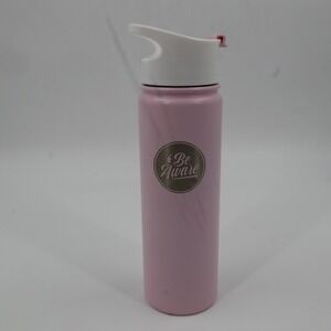 Dutch Bros Be Aware Water Bottle Unisex 20oz Pink Stainless Steel Flip Top Lid